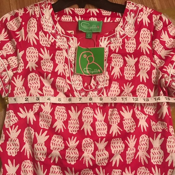 Pappagallo pineapple print embroidered short pink & white dress size 4 new - Picture 7 of 14